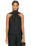 Simkhai Scarlett Cape-effect Draped Satin Top In Black