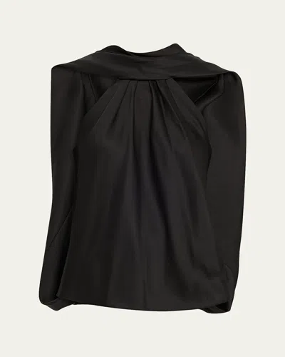 Simkhai Scarlett Satin Cape Top In Black