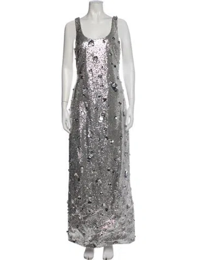 Pre-owned Simkhai Scoop Neck Long Dress In Silver