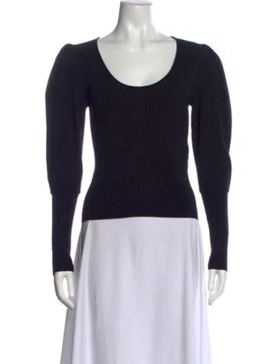 Pre-owned Simkhai Scoop Neck Long Sleeve Top In Black
