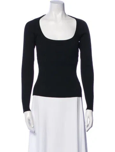 Pre-owned Simkhai Scoop Neck Long Sleeve Top In Black