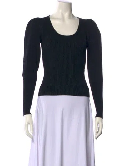 Pre-owned Simkhai Scoop Neck Long Sleeve Top In Black