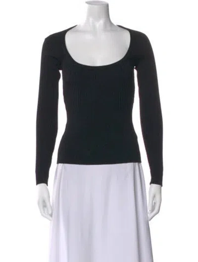Pre-owned Simkhai Scoop Neck Long Sleeve Top In Black