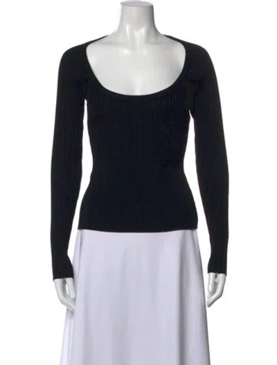 Pre-owned Simkhai Scoop Neck Long Sleeve Top In Black