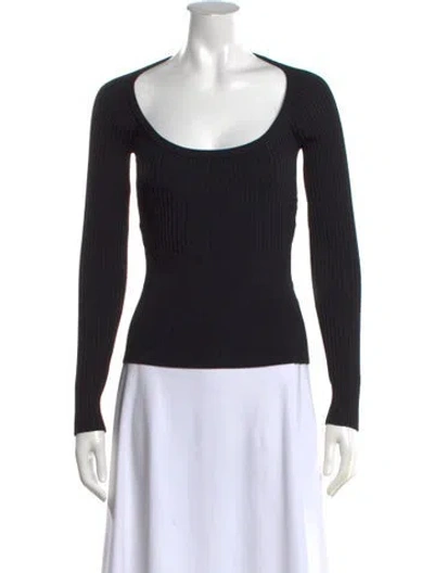 Pre-owned Simkhai Scoop Neck Long Sleeve Top In Black