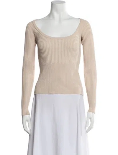 Pre-owned Simkhai Scoop Neck Long Sleeve Top In Neutral