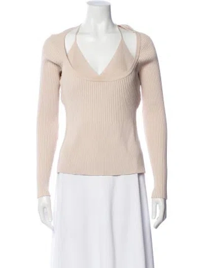 Pre-owned Simkhai Scoop Neck Long Sleeve Top In Neutral