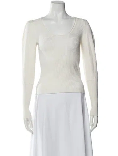 Pre-owned Simkhai Scoop Neck Long Sleeve Top In White