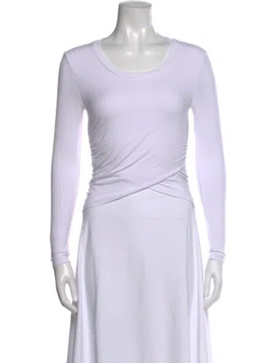 Pre-owned Simkhai Scoop Neck Long Sleeve Top In White