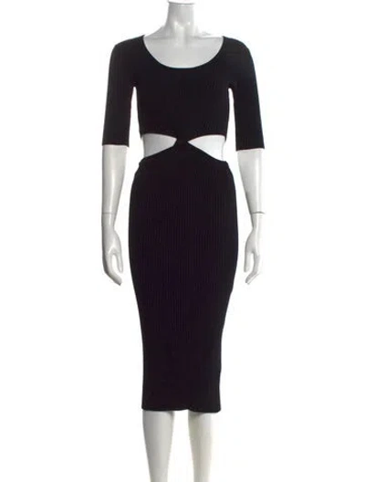Pre-owned Simkhai Scoop Neck Midi Length Dress In Black