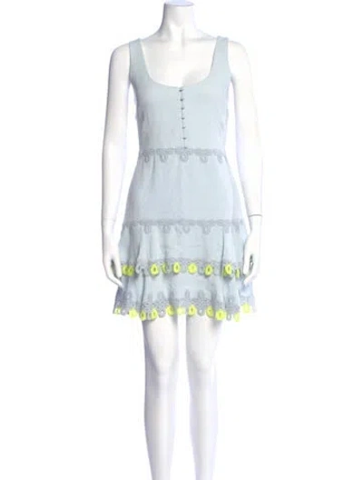 Pre-owned Simkhai Scoop Neck Mini Dress In Blue