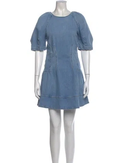 Pre-owned Simkhai Scoop Neck Mini Dress In Blue