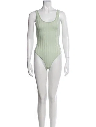 Pre-owned Simkhai Scoop Neck Romper In Green