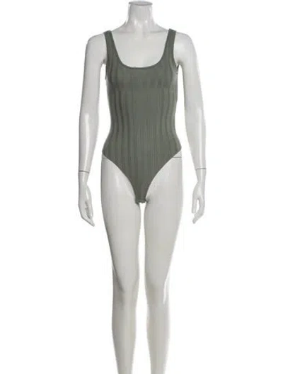 Pre-owned Simkhai Scoop Neck Sleeveless Bodysuit In Green