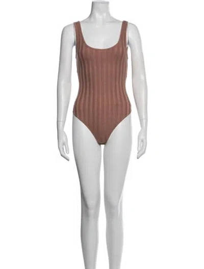 Pre-owned Simkhai Scoop Neck Sleeveless Bodysuit In Neutral