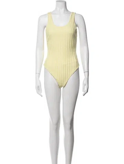 Pre-owned Simkhai Scoop Neck Sleeveless Bodysuit In Yellow