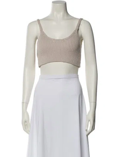 Pre-owned Simkhai Scoop Neck Sleeveless Crop Top In Neutral