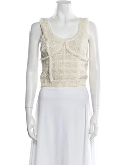 Pre-owned Simkhai Scoop Neck Sleeveless Crop Top In Neutral