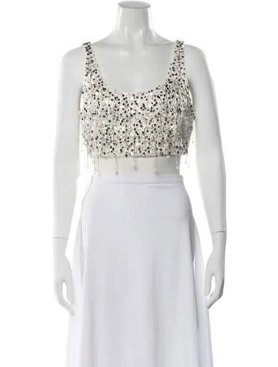 Pre-owned Simkhai Scoop Neck Sleeveless Crop Top In White