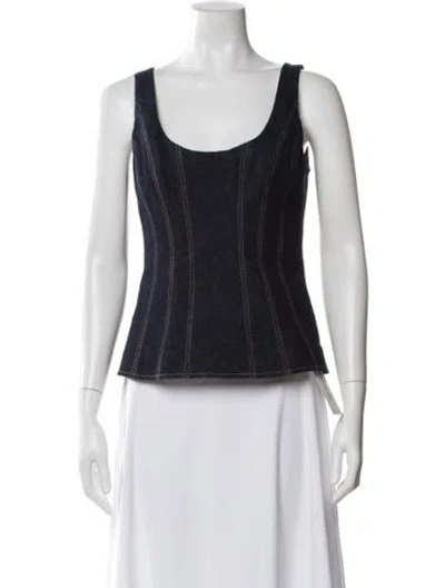 Pre-owned Simkhai Scoop Neck Sleeveless Top In Blue
