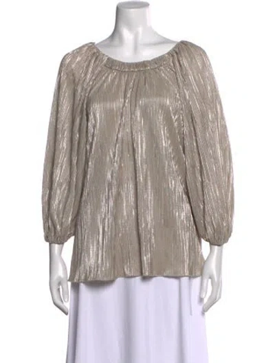 Pre-owned Simkhai Scoop Neck Three-quarter Sleeve Blouse In Neutral