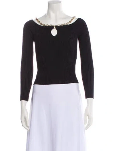 Pre-owned Simkhai Scoop Neck Three-quarter Sleeve Crop Top In Black
