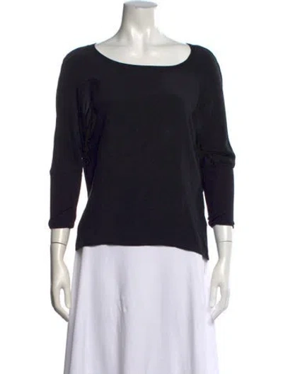 Pre-owned Simkhai Scoop Neck Three-quarter Sleeve Top In Black