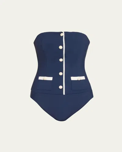 Simkhai Scout Bustier One-piece Swimsuit In Midnight