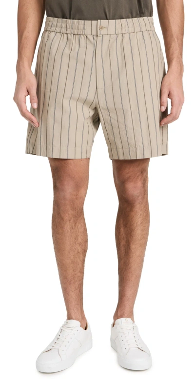 Simkhai Sebastian Yarn Dye Stripe Shorts Olive In Khaki