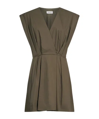 Simkhai Sefi Pleated V-neck Mini Dress In Brown