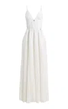 Simkhai Selene Pleated Crepe Maxi Dress In White