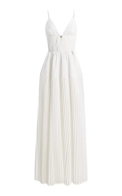 Simkhai Selene Pleated Crepe Maxi Dress In White