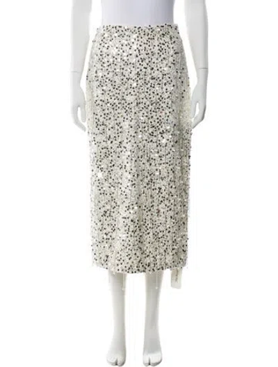 Pre-owned Simkhai Sequin Embellishments Midi Length Skirt W/ Tags In White