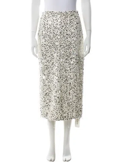 Pre-owned Simkhai Sequin Embellishments Midi Length Skirt W/ Tags In White