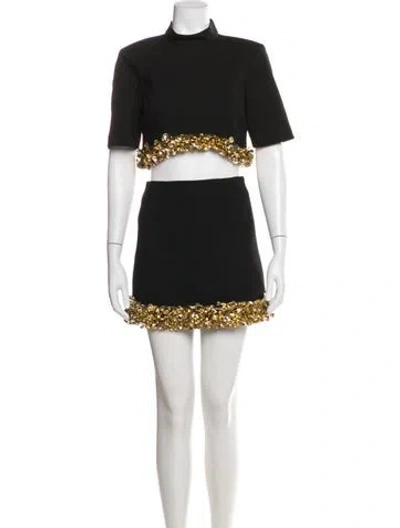 Pre-owned Simkhai Sequin Embellishments Skirt Set W/ Tags In Black