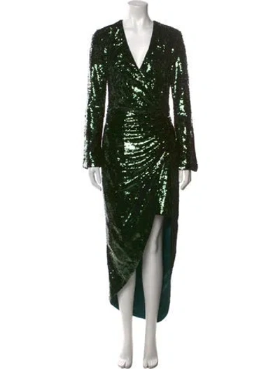 Pre-owned Simkhai Sequin Long Dress In Green