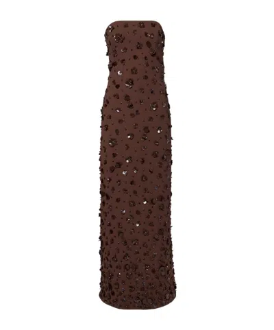 Simkhai Serafina Embellished Bustier Gown In Brown
