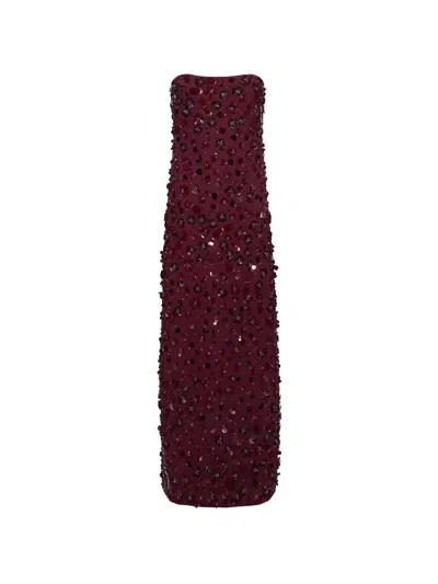 Simkhai Serafina Sequin-embellished Strapless Maxi Dress In Burgundy