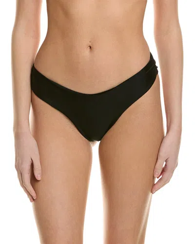 Simkhai Serita Satin High-cut Bikini Bottom In Black