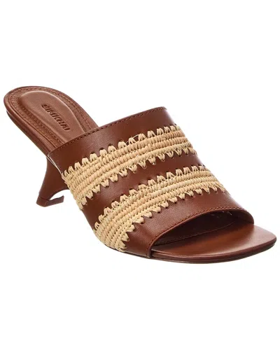 Simkhai Shadow Mule Raffia & Leather Sandal In Brown