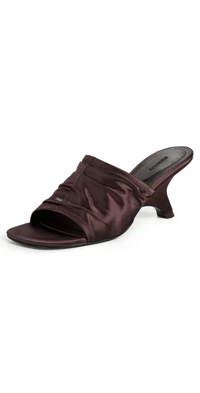 Simkhai Shadow Mule Satin Sandals Cacao In Burgundy