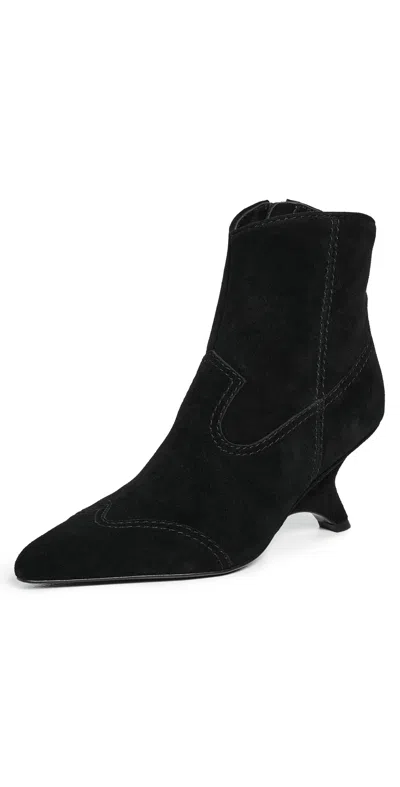 SIMKHAI SHADOW SUEDE WESTERN ANKLE BOOTS BLACK