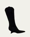Simkhai Shadow Suede Western Knee Boots In Black