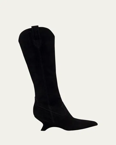 SIMKHAI SHADOW SUEDE WESTERN KNEE BOOTS