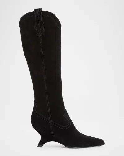 SIMKHAI SHADOW SUEDE WESTERN KNEE BOOTS