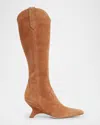 Simkhai Shadow Suede Western Knee Boots In Brown