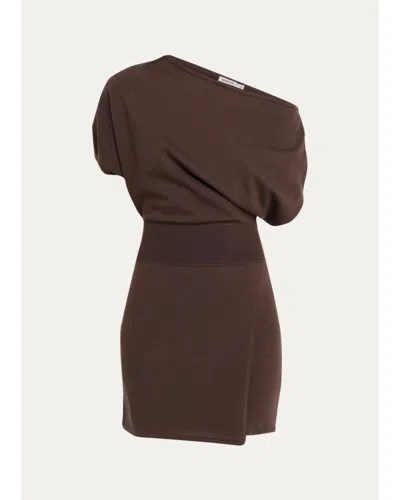 Simkhai Shania Asymmetric Wool Mini Dress In Purple