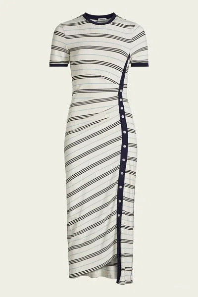 Simkhai Shanna Midi Dress In White Multi Stripe