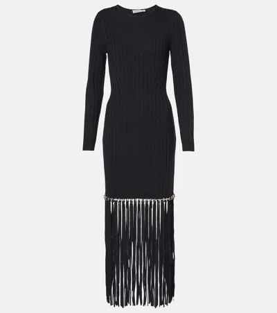 Simkhai Sharron Fringed Midi Dress In Black