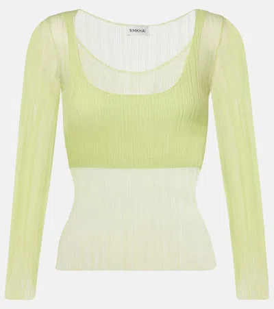 Simkhai Sheer Jersey Top In Green
